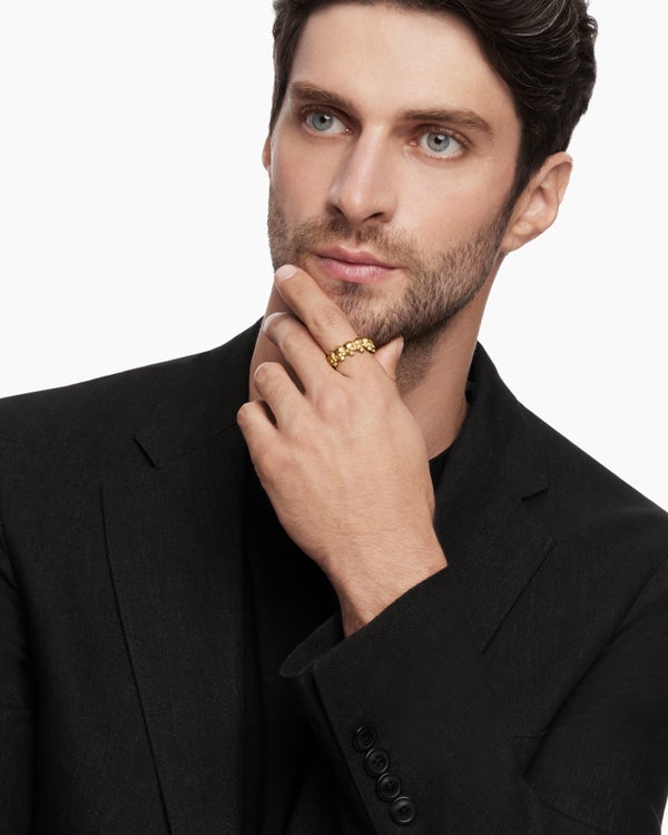 Memento Mori Skull Band Ring in 18K Yellow Gold, 8.5mm