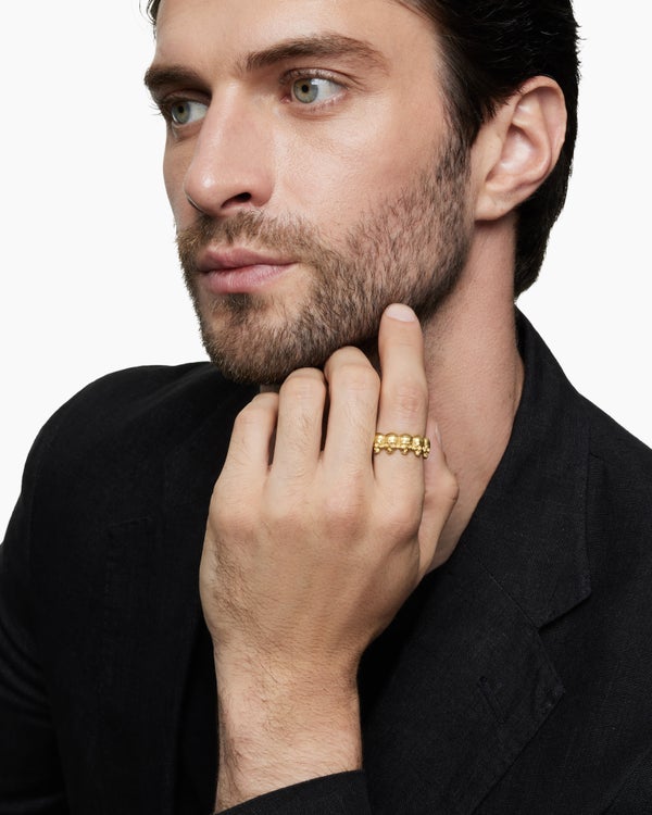 Memento Mori Skull Band Ring in 18K Yellow Gold, 8.5mm