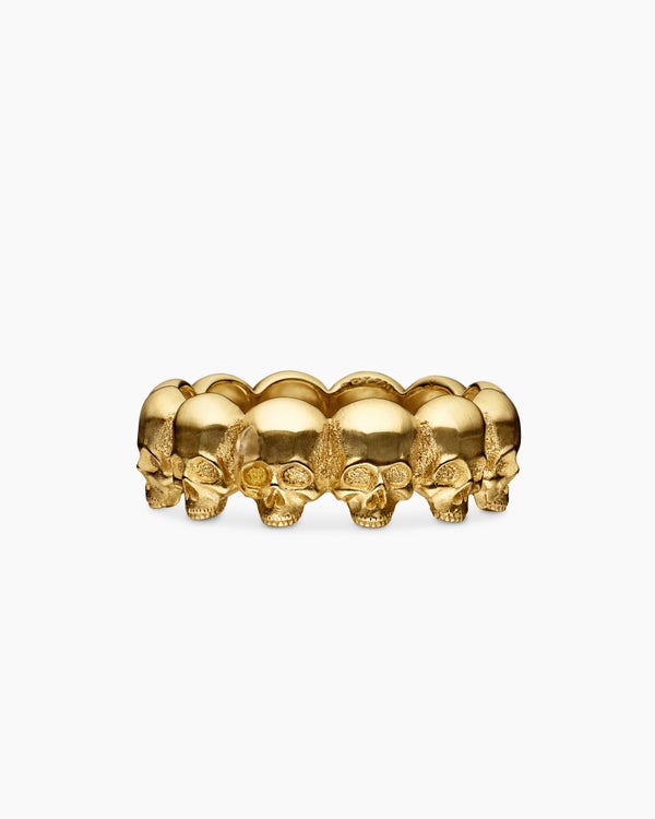 Memento Mori Skull Band Ring in 18K Yellow Gold, 8.5mm
