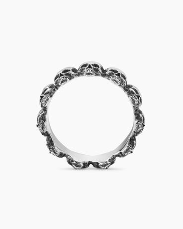 Memento Mori Skull Band Ring in Sterling Silver, 8.5mm