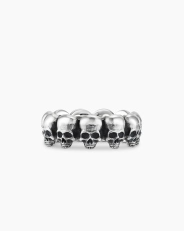Memento Mori Skull Band Ring in Sterling Silver, 8.5mm