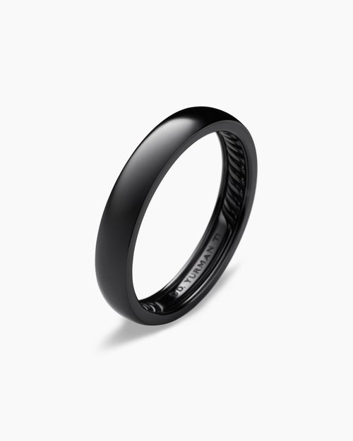 Mens DY Classic Band Ring in Black Titanium, 4mm