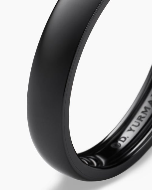 Mens DY Classic Band Ring in Black Titanium, 4mm