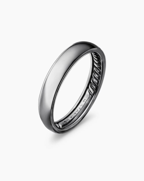 Mens DY Classic Band Ring in Grey Titanium, 4mm