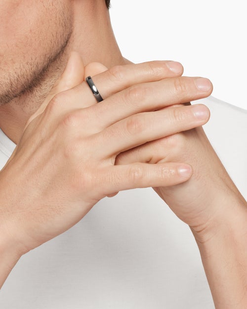 Mens DY Classic Band Ring in Grey Titanium, 4mm
