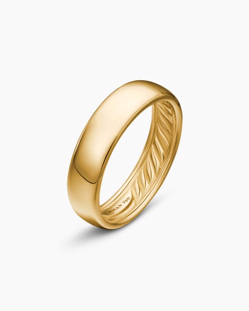 Mens DY Classic Band Ring in 18K Yellow Gold, 6mm