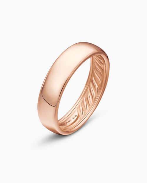 Mens DY Classic Band Ring in 18K Rose Gold, 6mm