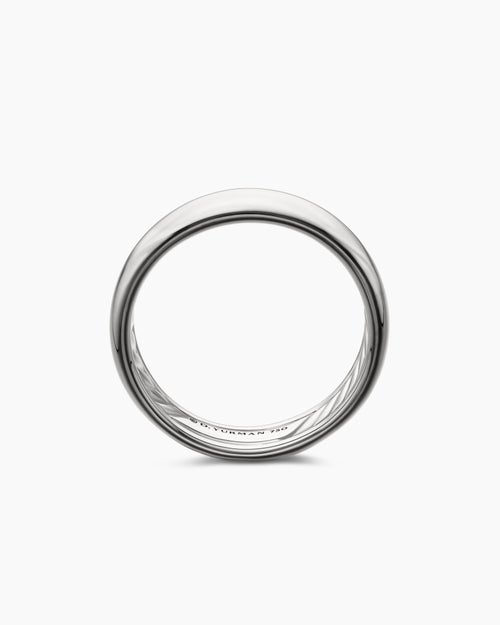 Mens DY Classic Band Ring in 18K White Gold, 6mm