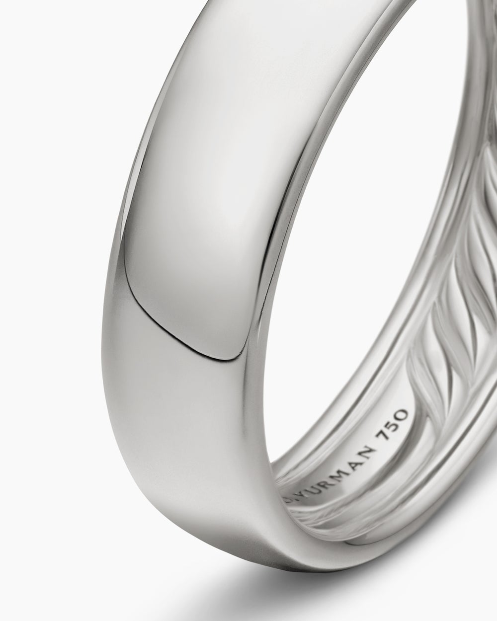 Mens DY Classic Band Ring in 18ct White Gold, 6mm