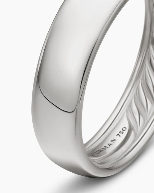 Mens DY Classic Band Ring in 18K White Gold, 6mm