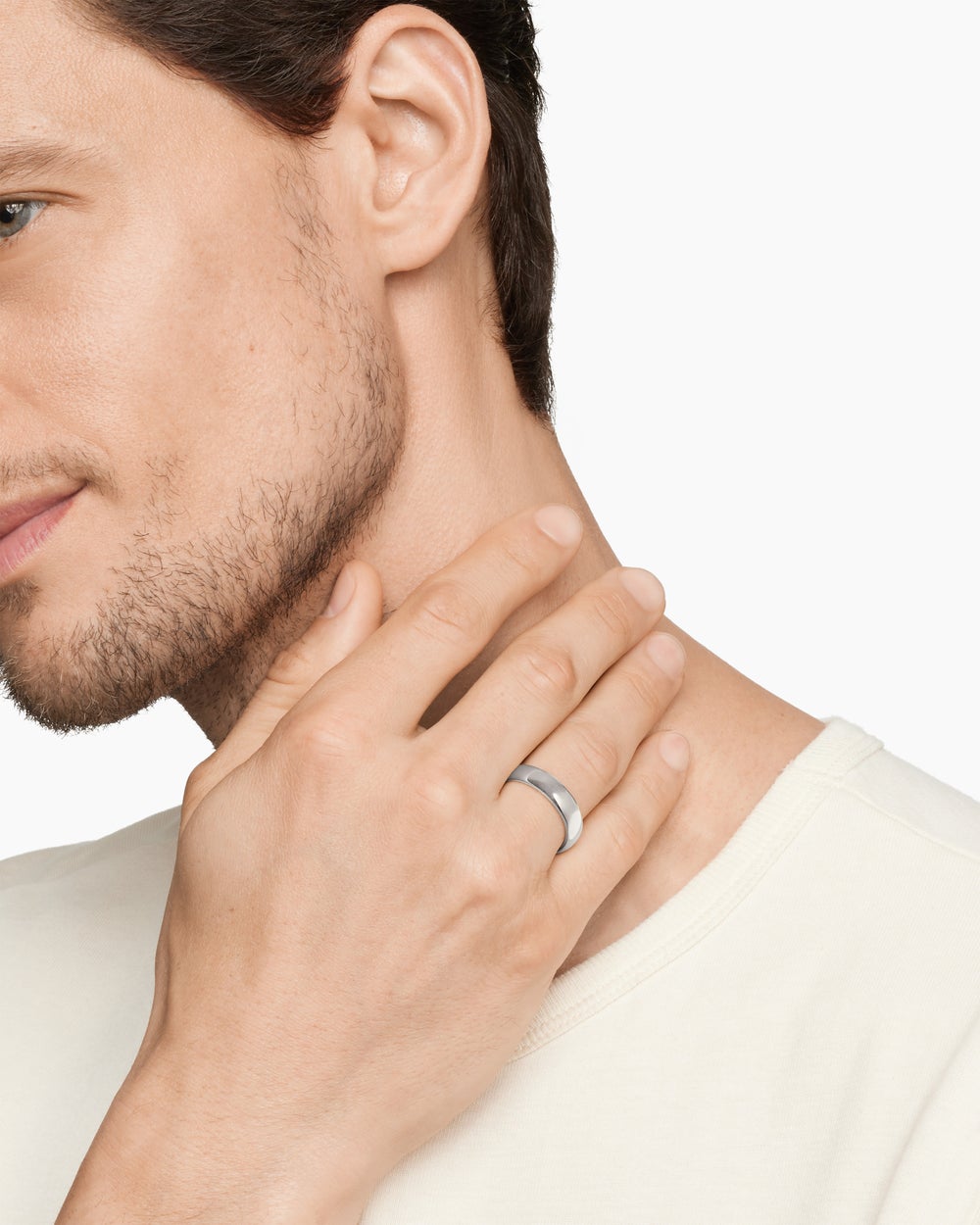 Mens DY Classic Band Ring in 18ct White Gold, 6mm