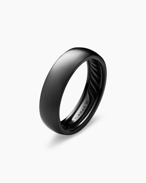Mens DY Classic Band Ring in Black Titanium, 6mm