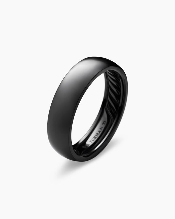 Bague anneau DY Classic en titane noir, 6 mm