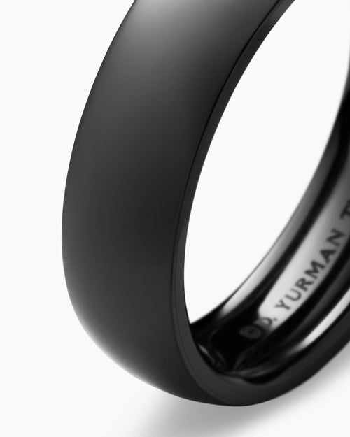 Mens DY Classic Band Ring in Black Titanium, 6mm
