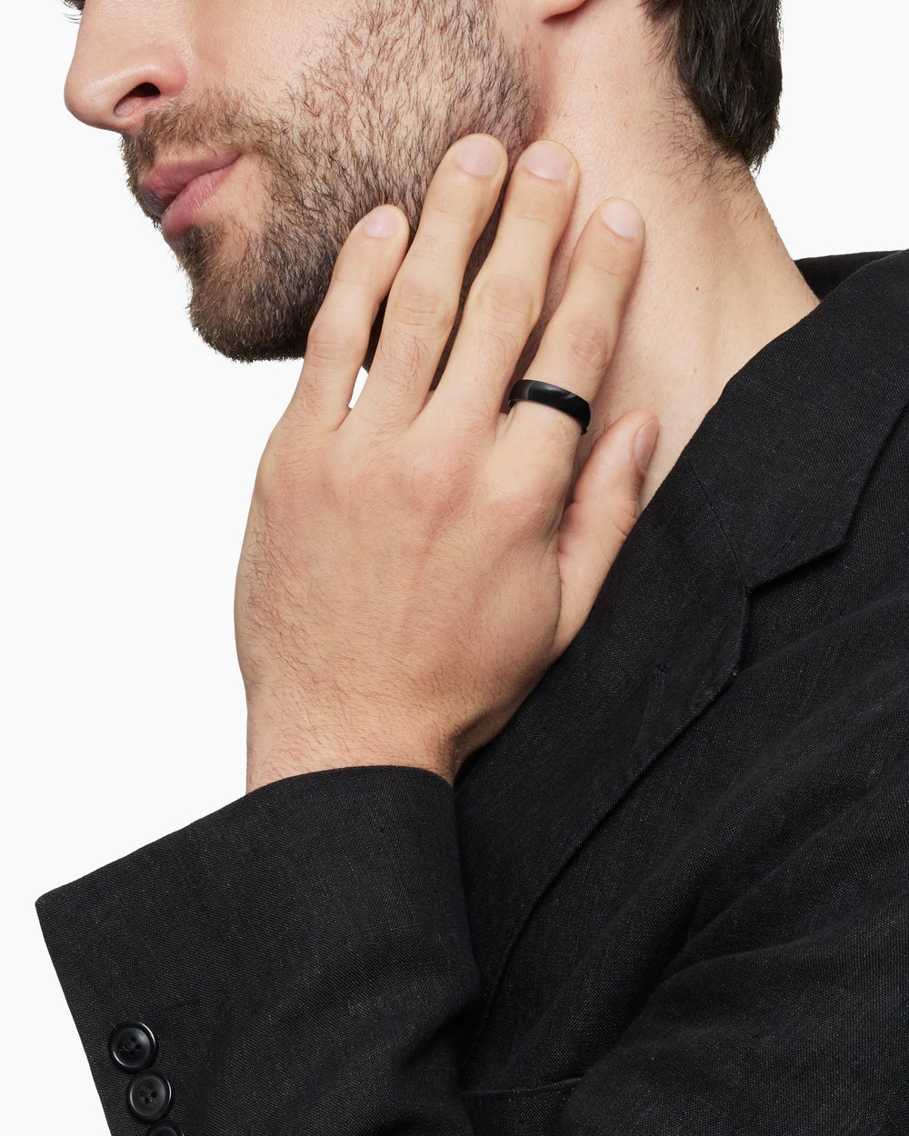 Mens DY Classic Band Ring in Black Titanium, 6mm