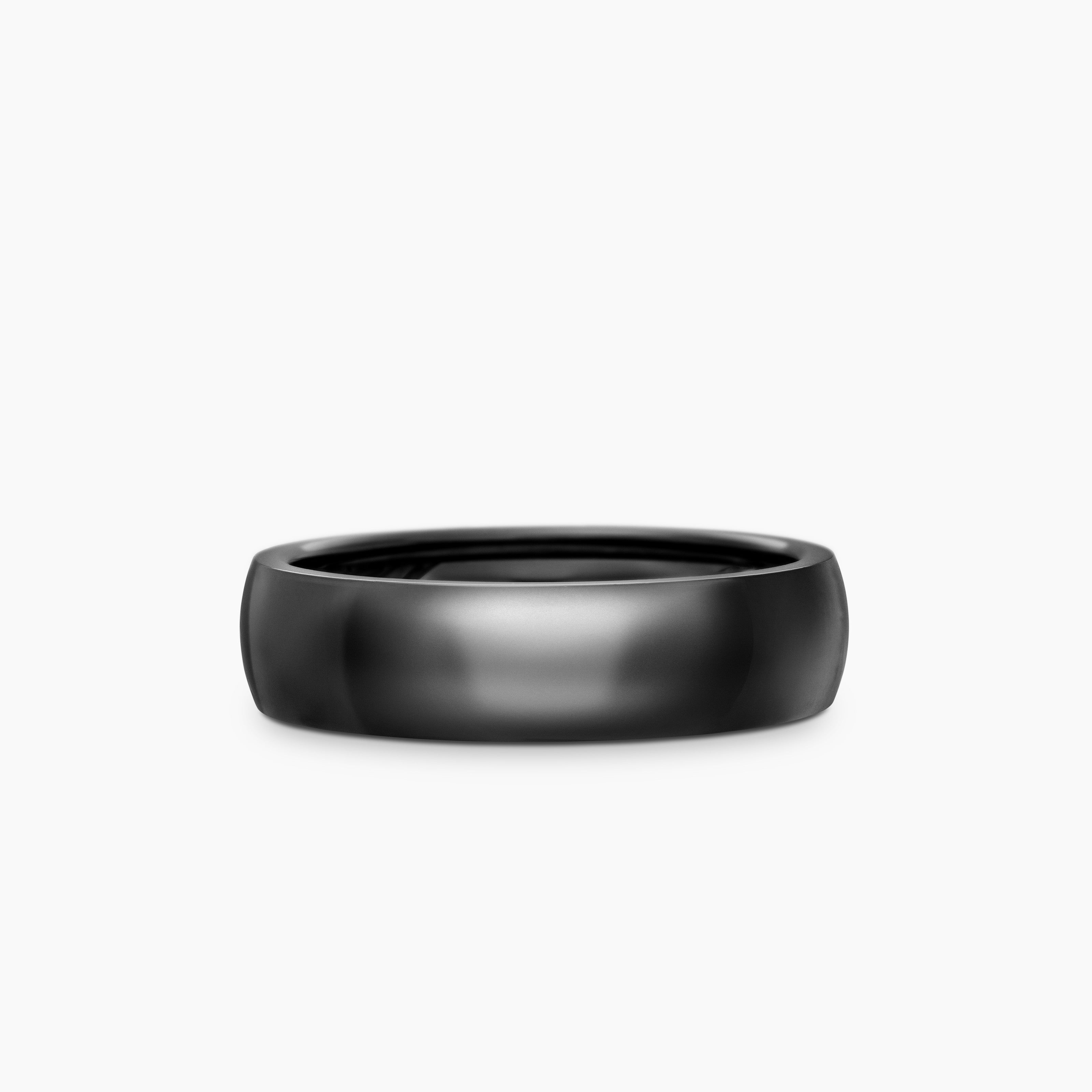 Mens DY Classic Band Ring in Black Titanium, 6mm
