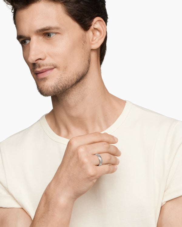 Bague anneau DY Classic en platine, 6 mm