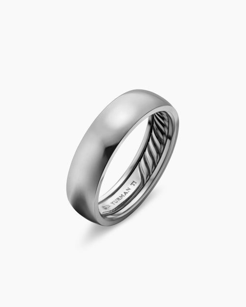 Mens DY Classic Band Ring in Grey Titanium, 6mm
