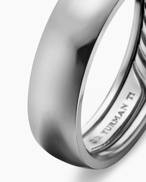Mens DY Classic Band Ring in Grey Titanium, 6mm