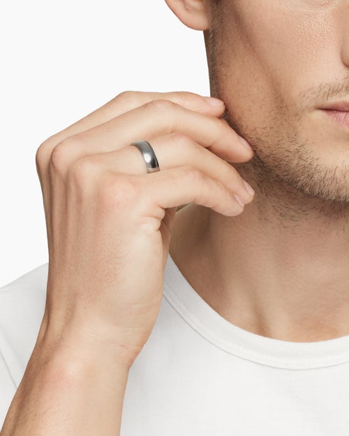 Mens DY Classic Band Ring in Grey Titanium, 6mm