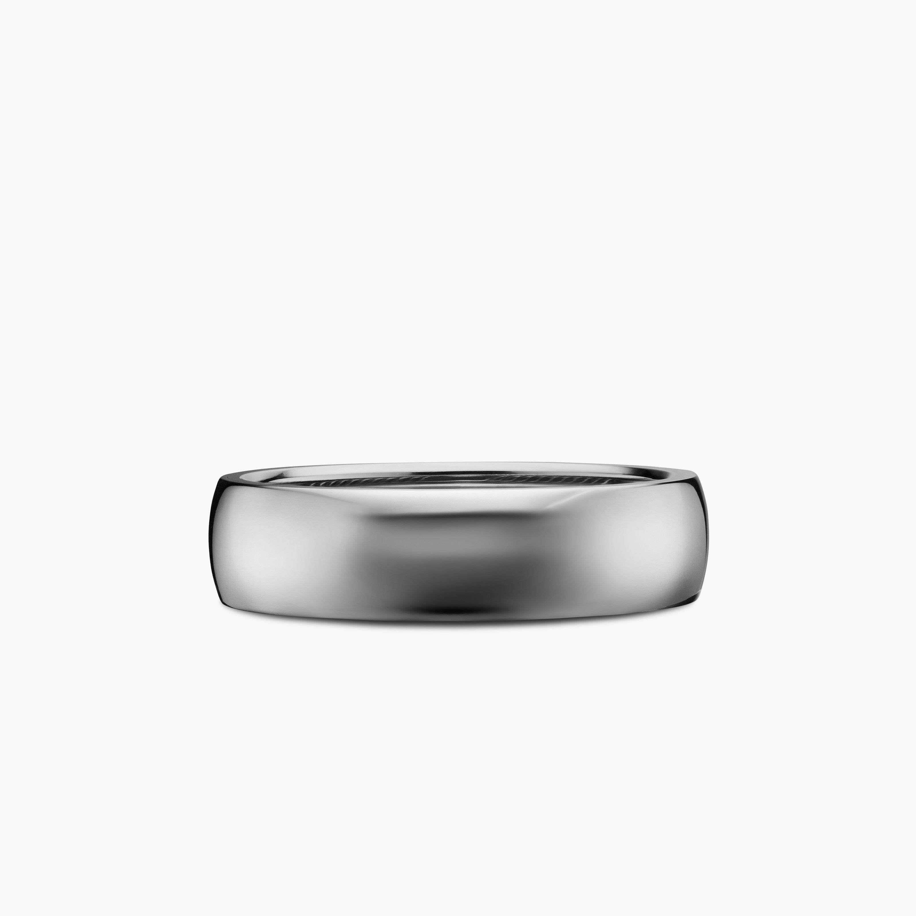 Mens DY Classic Band Ring in Grey Titanium, 6mm