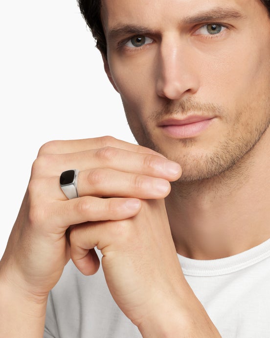 Streamline Signet Cushion Ring in Sterling Silver, 14mm