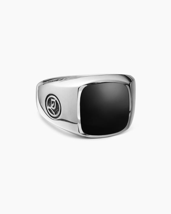 Streamline Signet Cushion Ring in Sterling Silver, 14mm