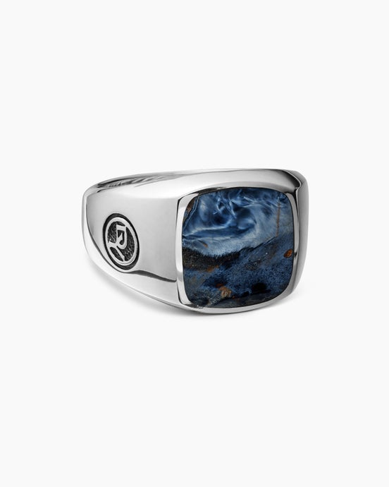 Streamline® Signet Cushion Ring in Sterling Silver with Pietersite, 14mm