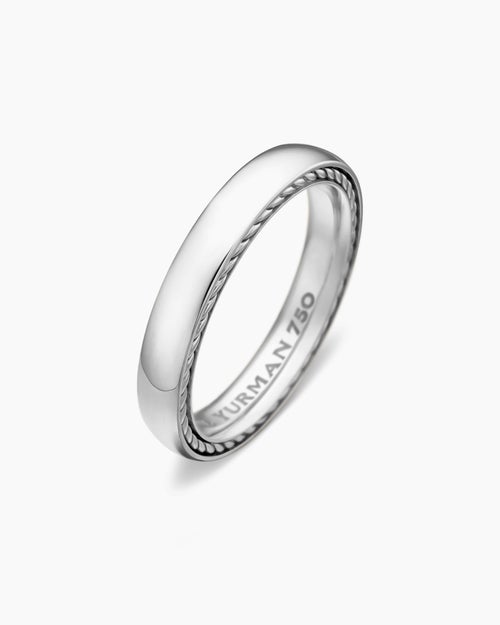 Mens Streamline® Band Ring in 18K White Gold, 4mm