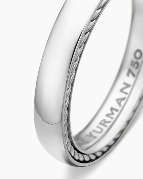 Mens Streamline® Band Ring in 18K White Gold, 4mm