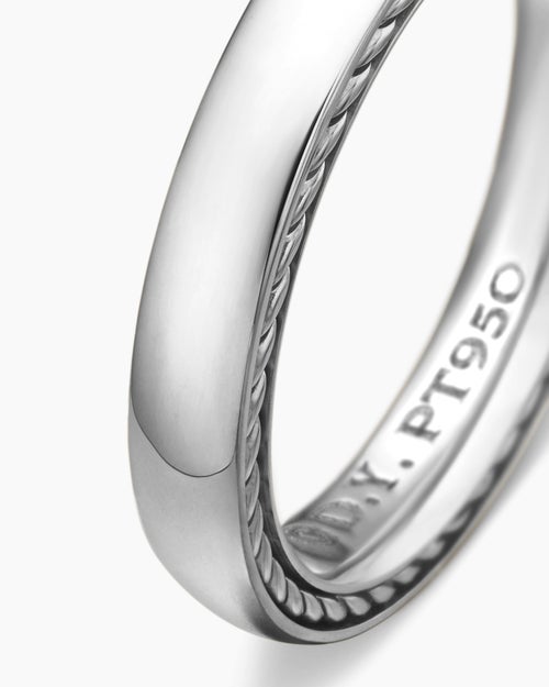 Mens Streamline Band Ring in Platinum, 4mm