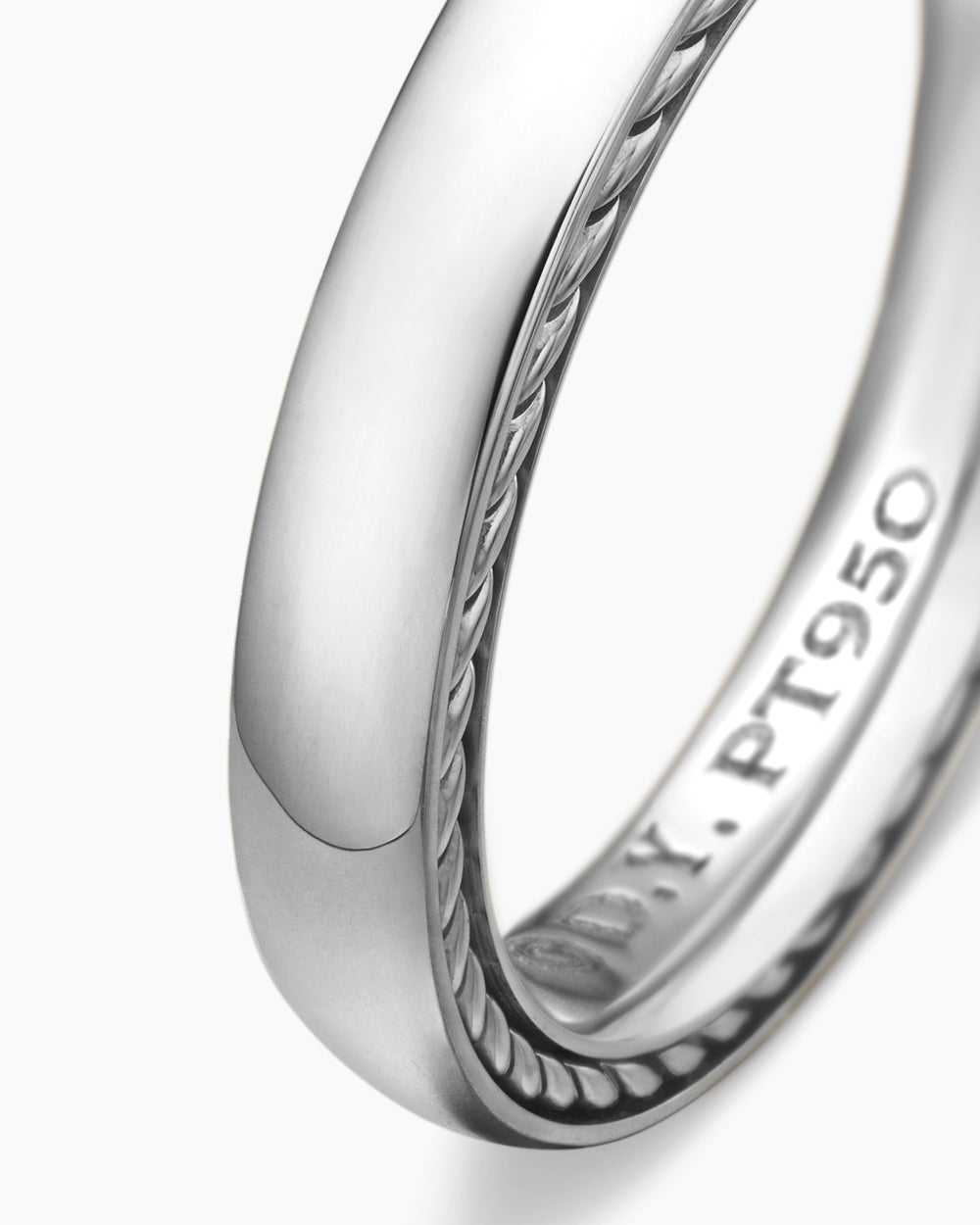 Mens Streamline Band Ring in Platinum, 4mm