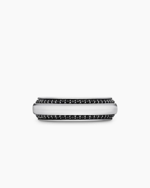 Mens Beveled Band Ring in 18K White Gold, 6mm