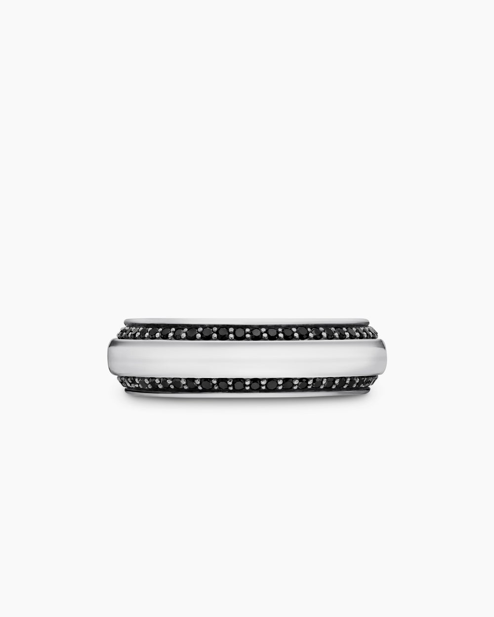 Mens Beveled Band Ring in 18K White Gold, 6mm