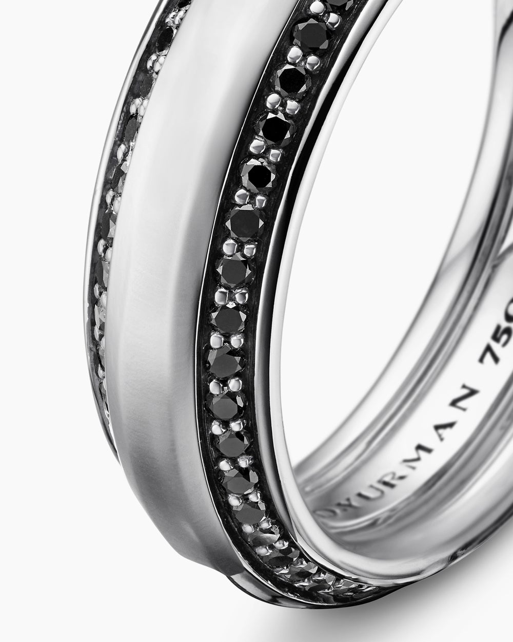 Mens Beveled Band Ring in 18K White Gold, 6mm