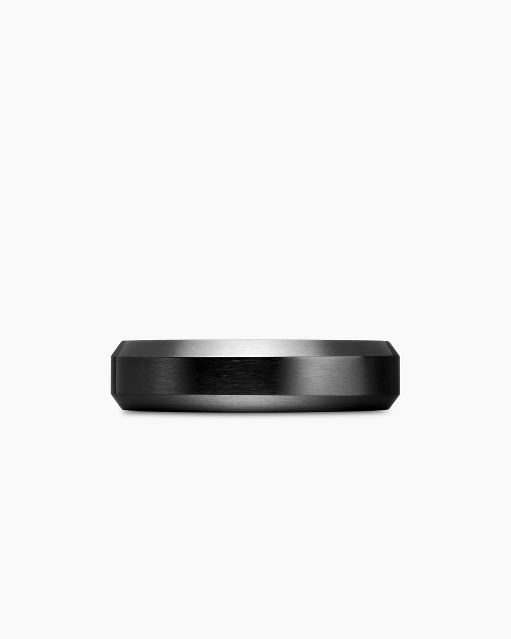 Mens Beveled Band Ring in Black Titanium, 6mm
