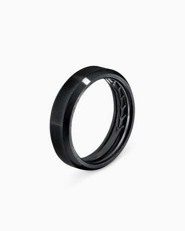 Bevelled Band Ring in Black Titanium, 6mm