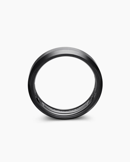 Mens Beveled Band Ring in Black Titanium, 6mm