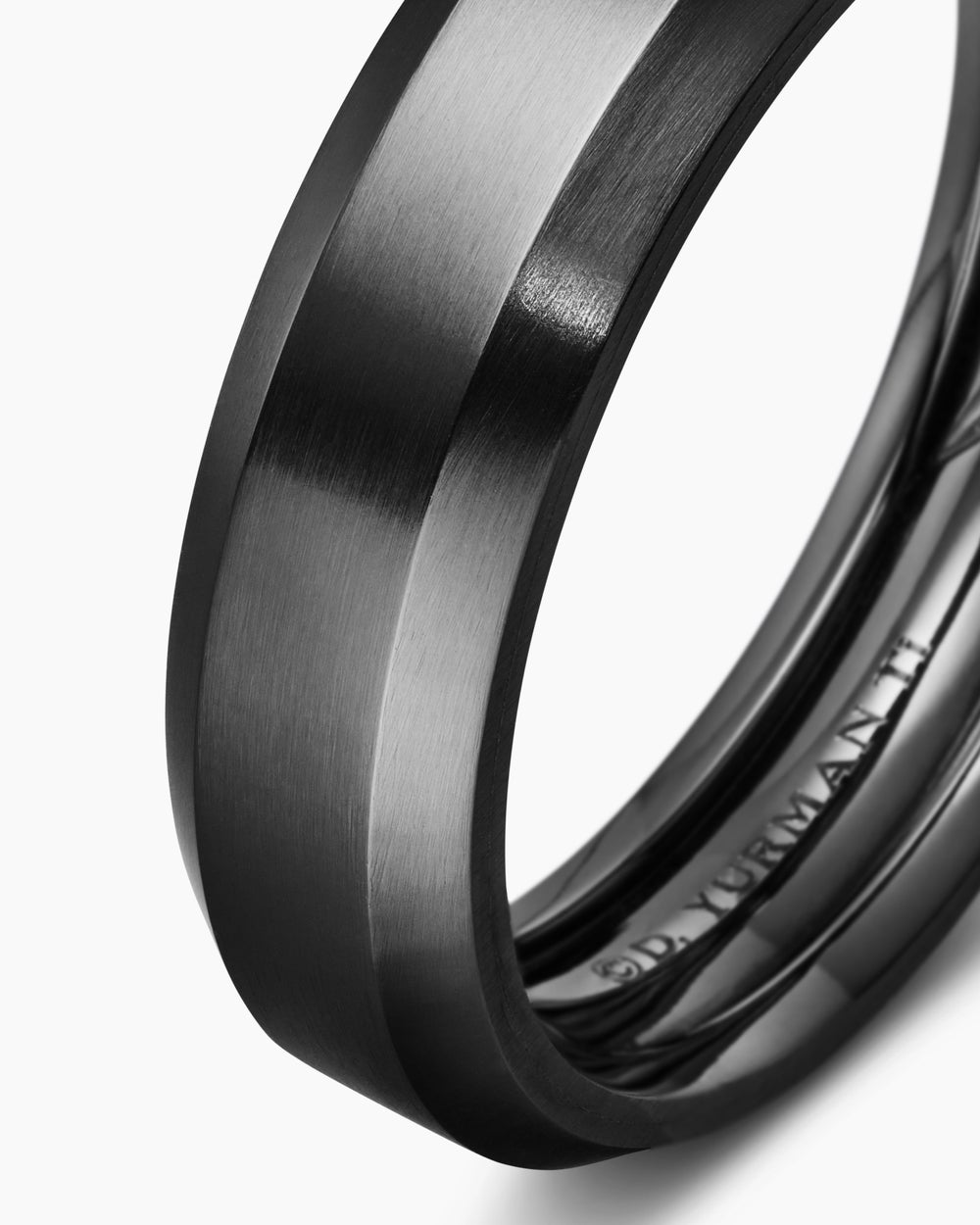 Mens Beveled Band Ring in Black Titanium, 6mm