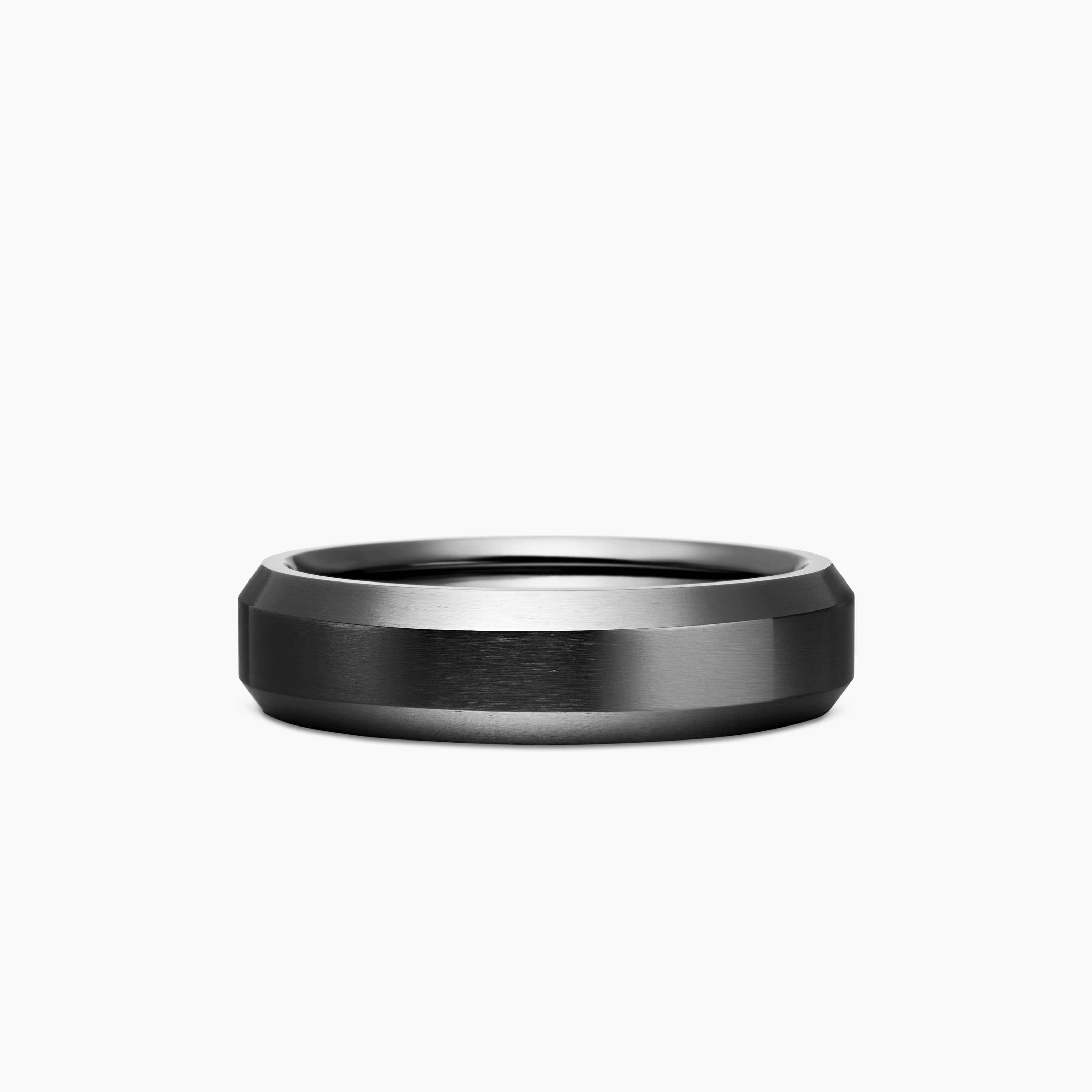 Anneau Beveled en titane noir, 6 mm homme 
