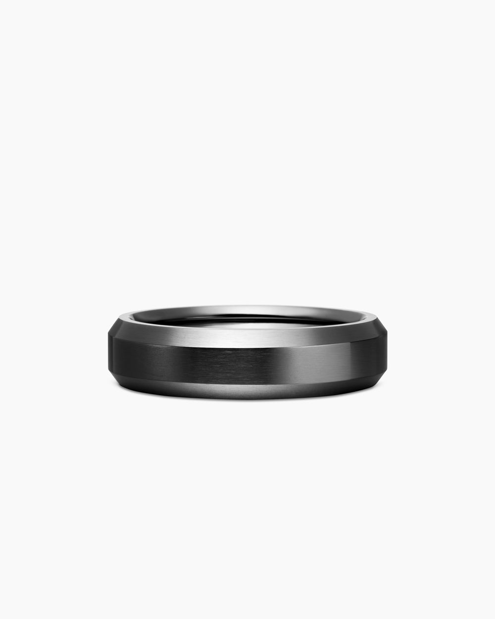 Mens Beveled Band Ring in Black Titanium, 6mm