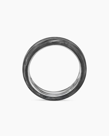 Beveled Band Ring in Sterling Silver with Forged Carbon, 6mm