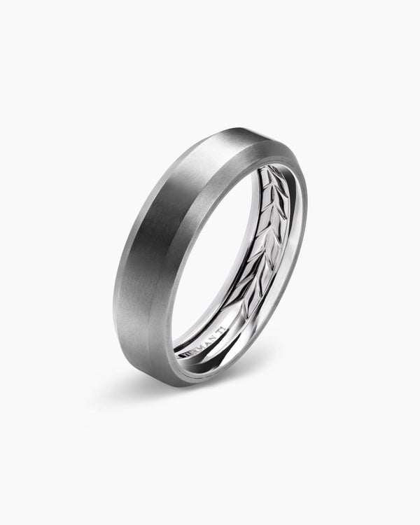 Beveled Band Ring in Grey Titanium, 6mm