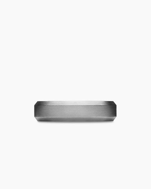 Mens Bevelled Band Ring in Grey Titanium, 6mm