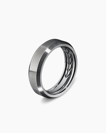 Beveled Band Ring in Grey Titanium, 6mm