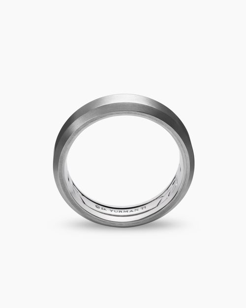 Mens Bevelled Band Ring in Grey Titanium, 6mm