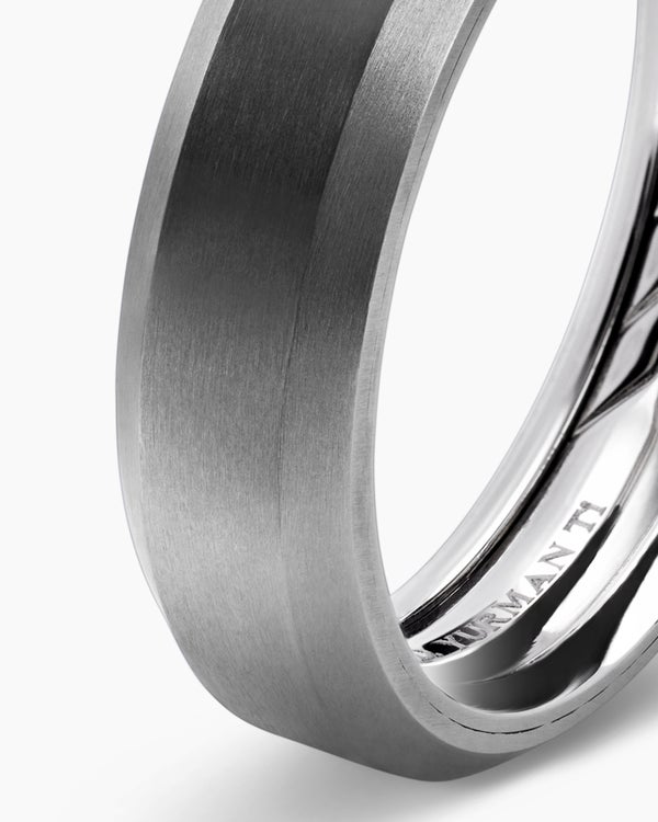 Beveled Band Ring in Grey Titanium, 6mm