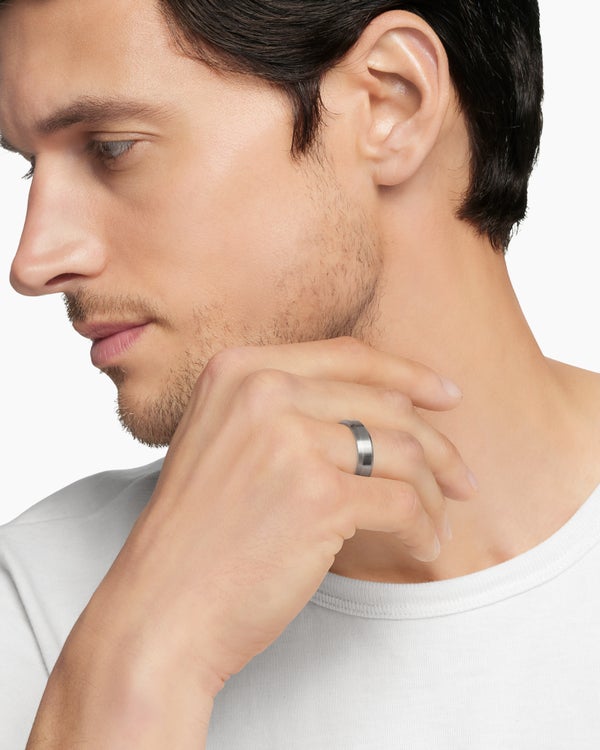 Beveled Band Ring in Grey Titanium, 6mm