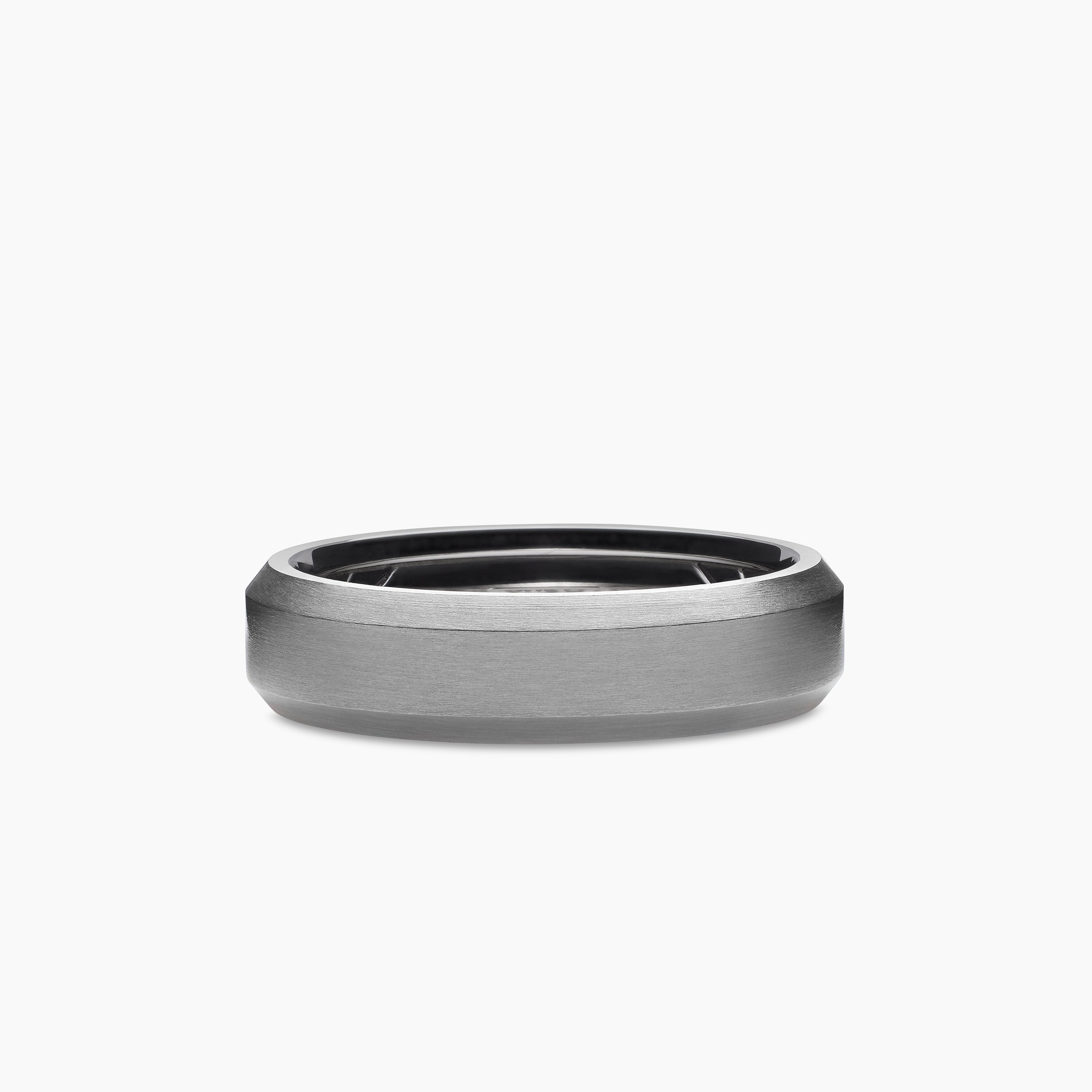 Mens Beveled Band Ring in Grey Titanium, 6mm