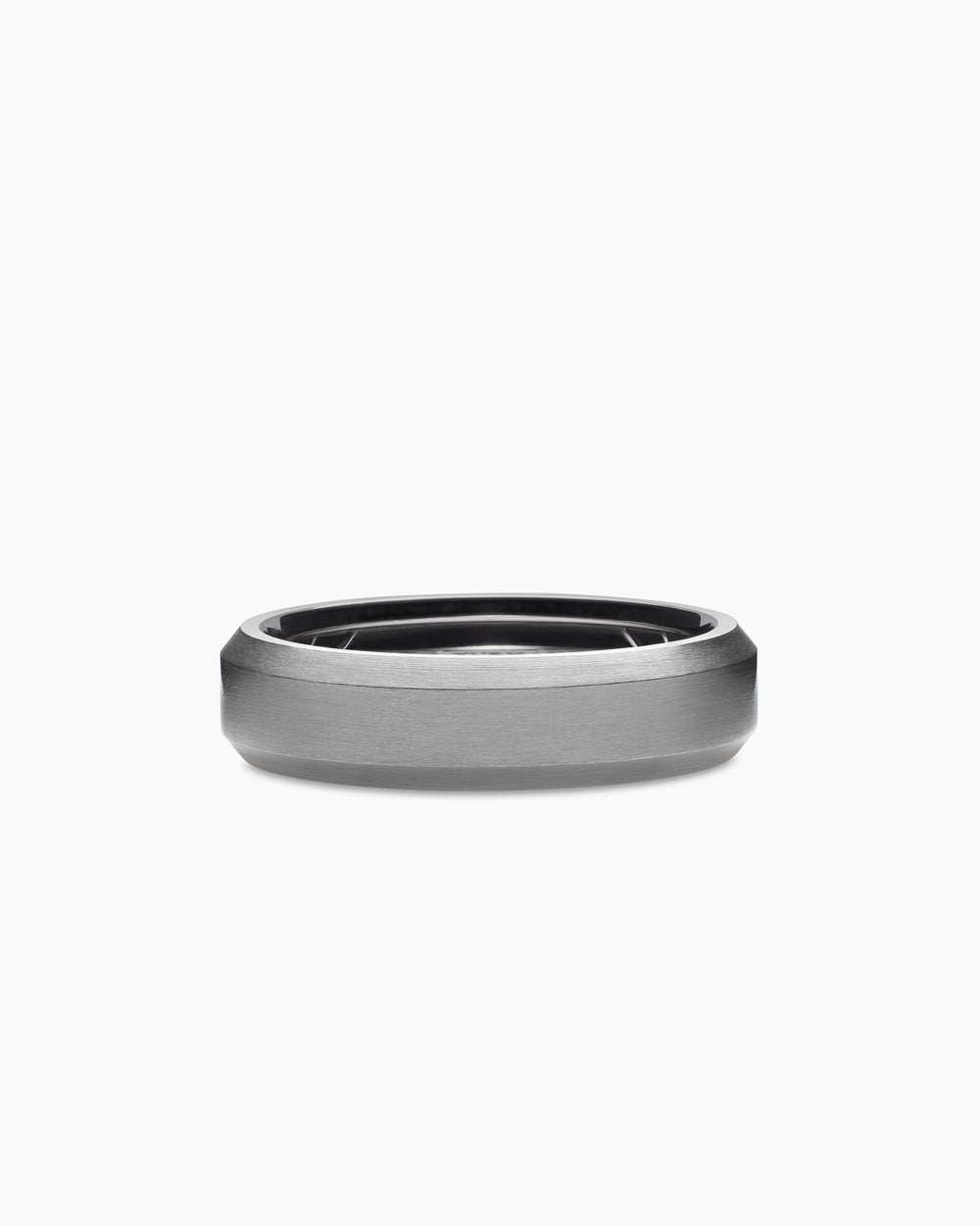 Mens Beveled Band Ring in Grey Titanium, 6mm